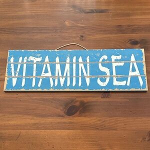 Blue 'Vitamin Sea' Wooden Sign